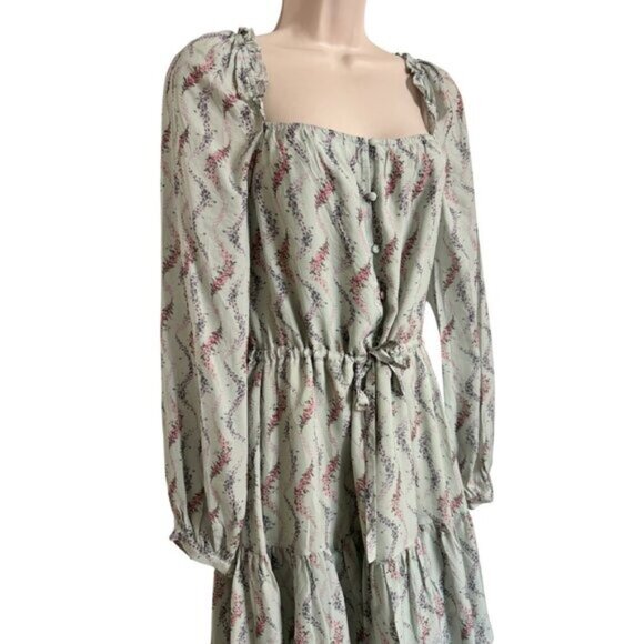 Paige Marie Dress Size 4 Dusty Sage Multi Long Sleeve BOHO Babydoll NWT $279 - Picture 10 of 11